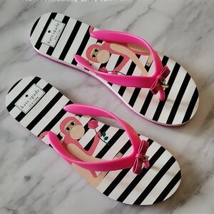 Kate Spade Women's Nova Pink Monkey Print Flip Flops- Size 10- New!